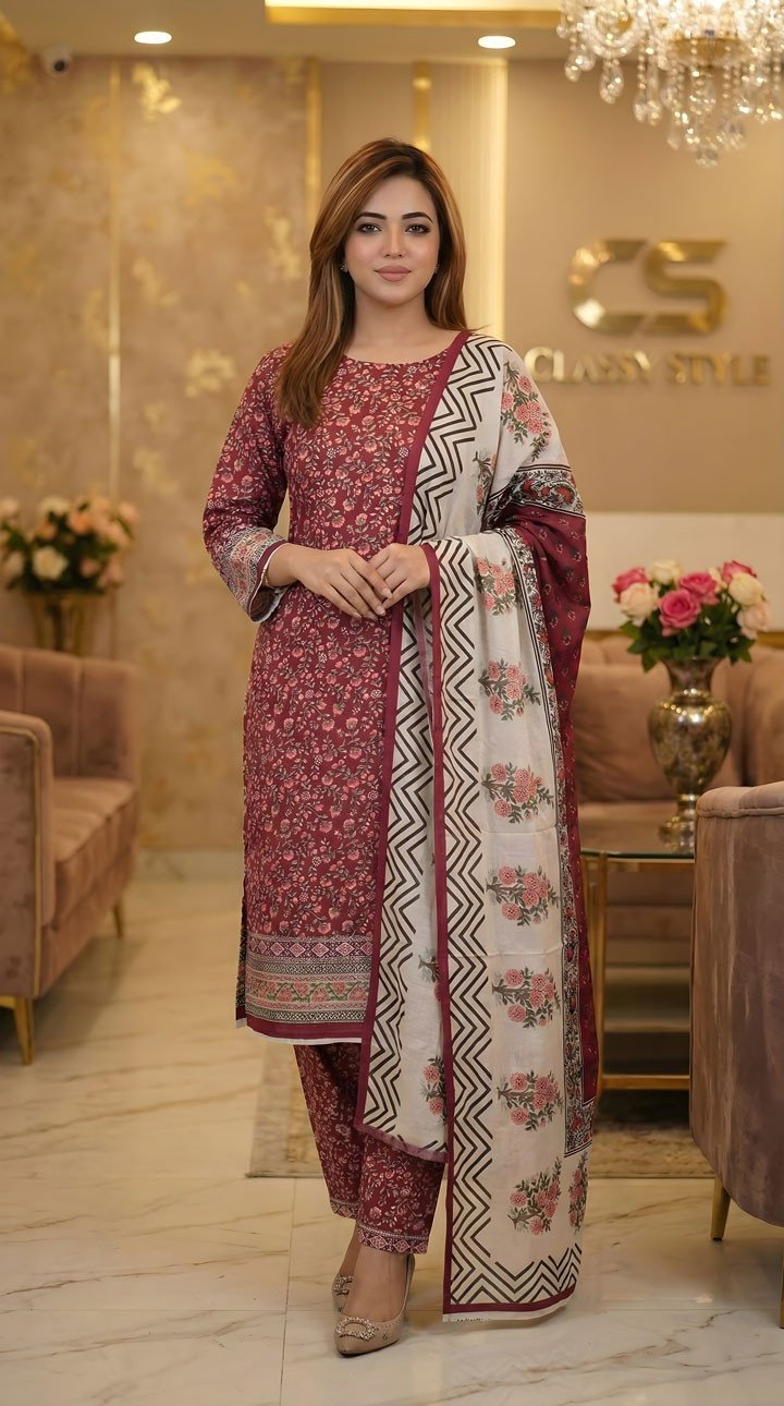 New Exclusive Bin Hameed Lawn Three Piece With Print Salwar