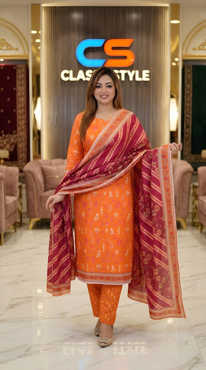 New Exclusive Bin Hameed Lawn Three Piece With Print Salwar