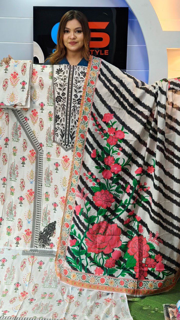 New Exclusive Bin Hameed Lawn Three Piece With Print Salwar