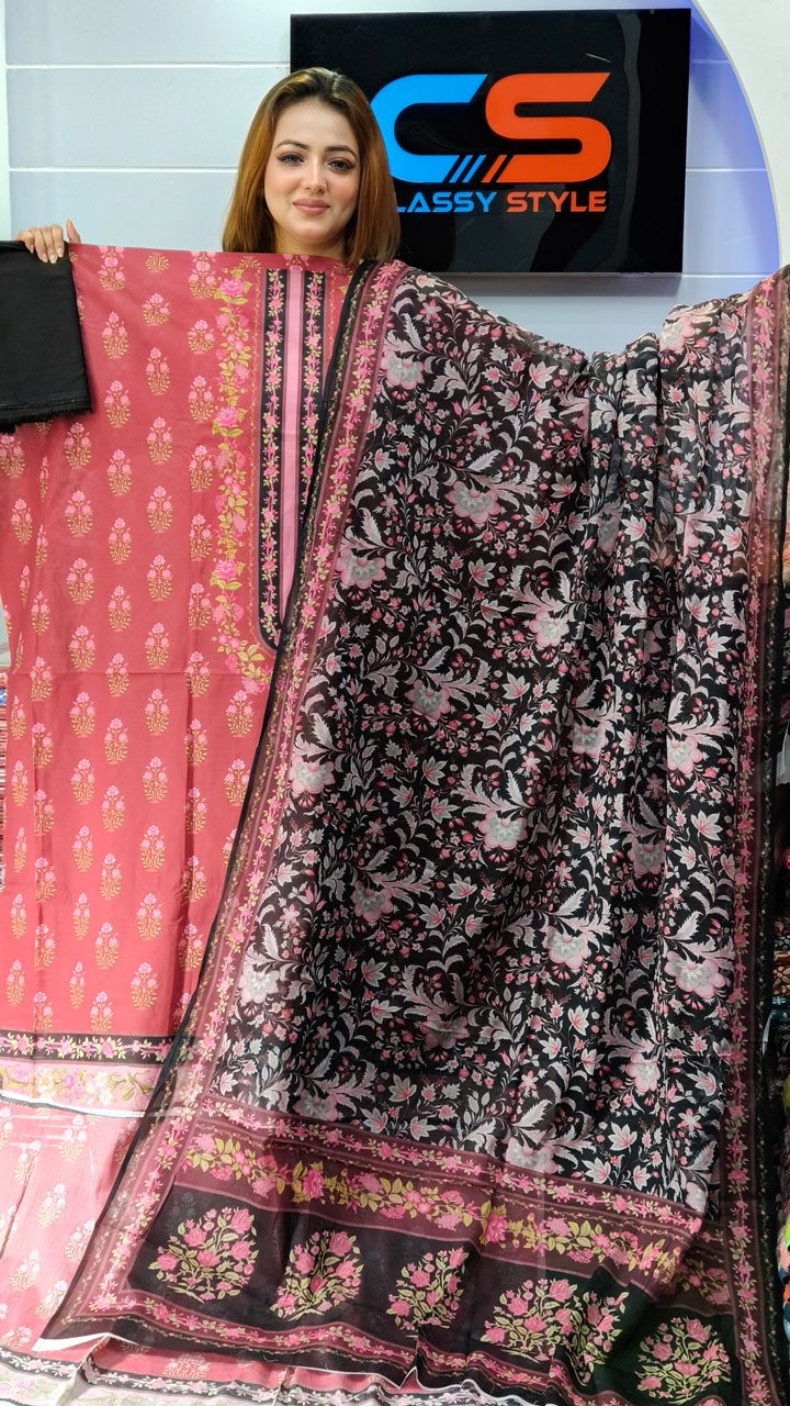 New Premium Zom Zom Lawn Three Piece-Cotton Dupatta