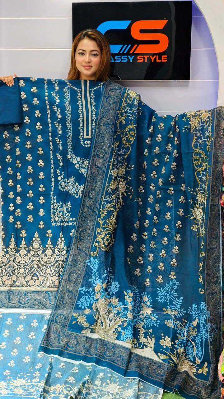 New Premium Zom Zom Lawn Three Piece-Cotton Dupatta