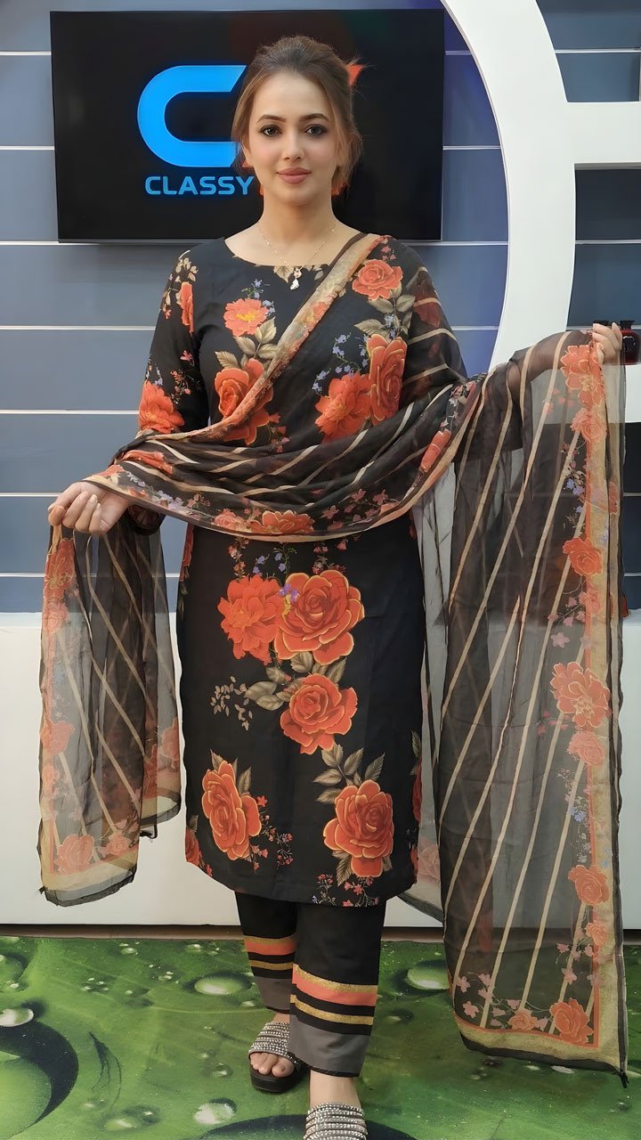 Coco Premium Cotton Lawn Three Piece Set Chiffon Dupatta