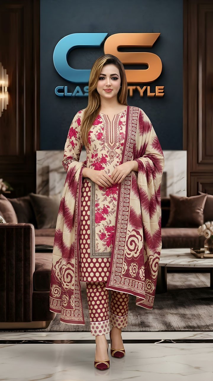 New Exclusive Bin Hameed Lawn Three Piece With Print Salwar
