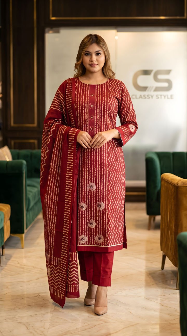 Ganga Cotton Three Piece Set– Embroidery Premium Collection
