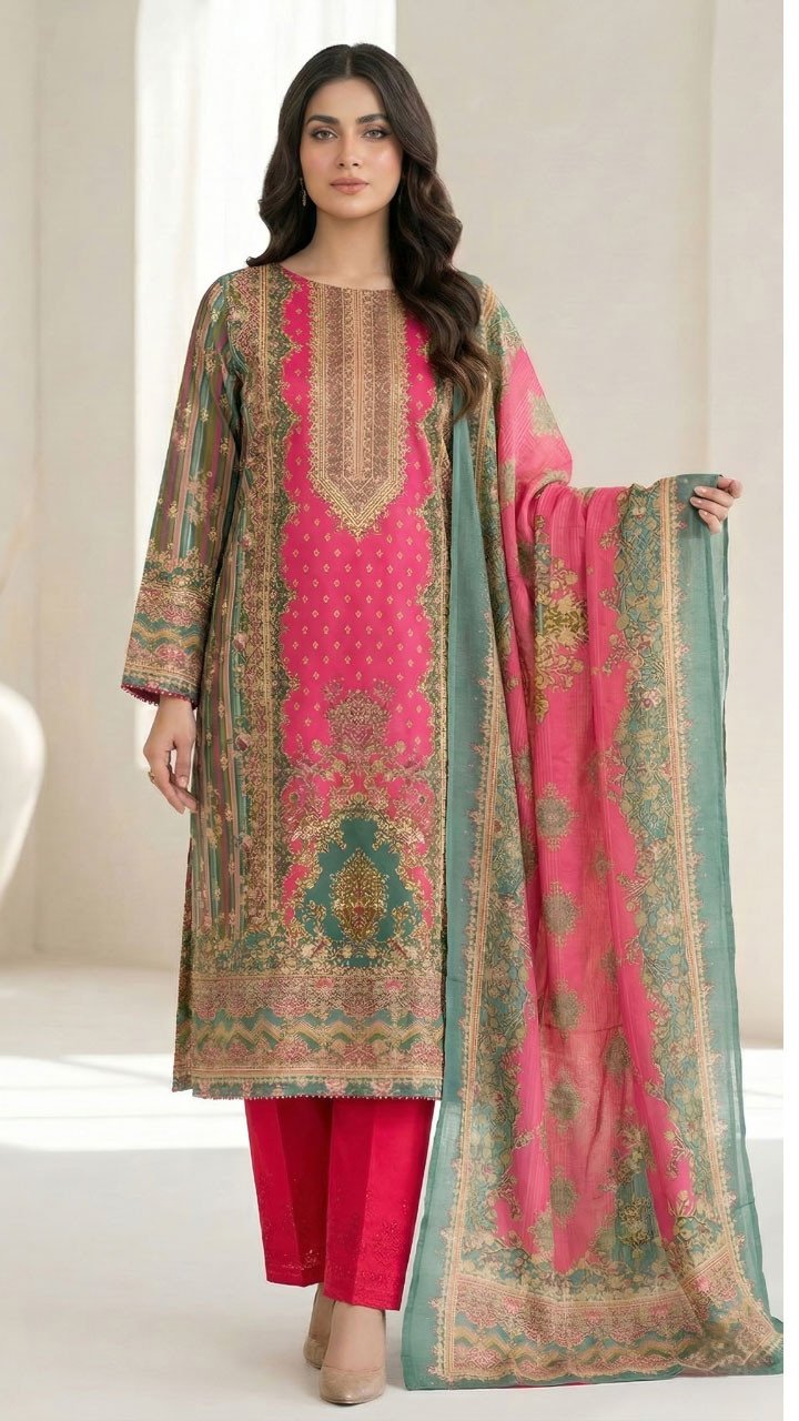Rakhi Premium Silk Embroidery Three Piece Set