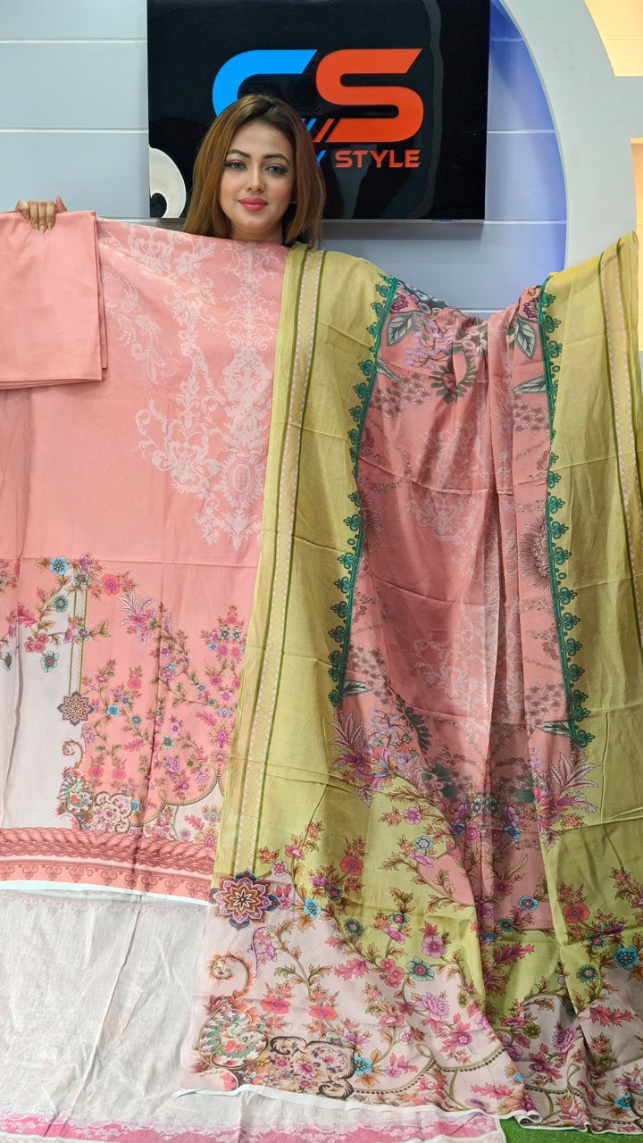 New Premium Zom Zom Lawn Three Piece-Cotton Dupatta