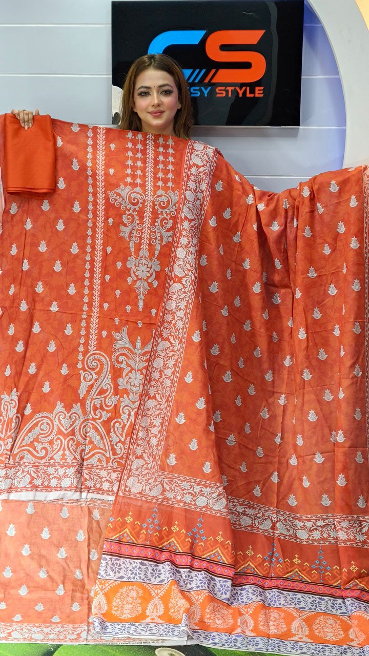 New Premium Zom Zom Lawn Three Piece-Cotton Dupatta
