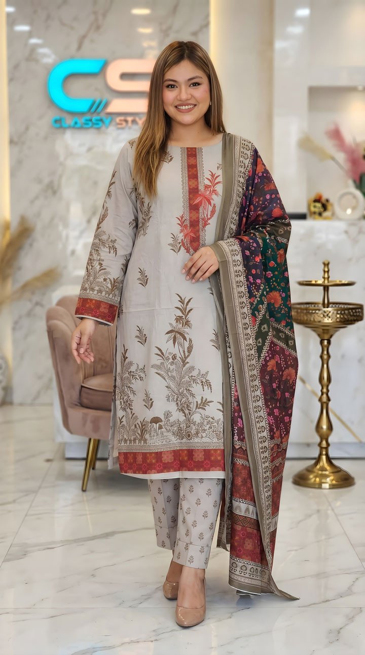 New Exclusive Bin Hameed Lawn Three Piece With Print Salwar