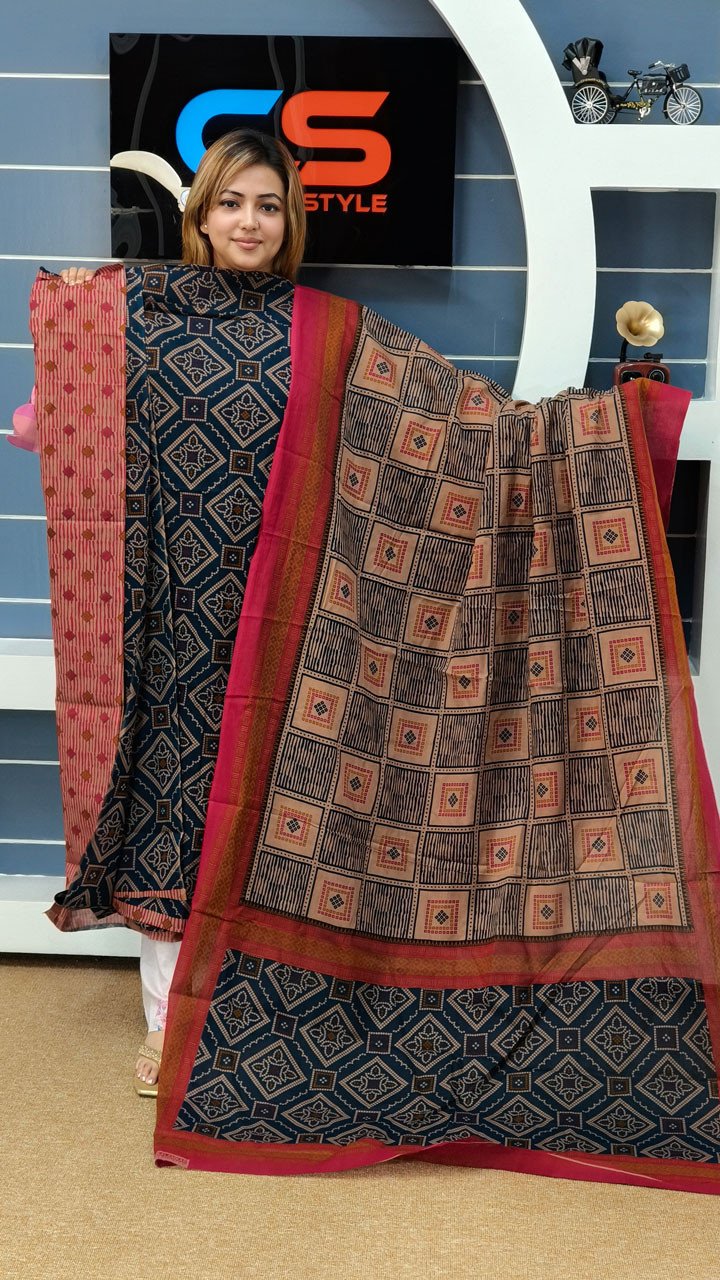 New Jaipuri Patel Pure Cotton Three Piece Set