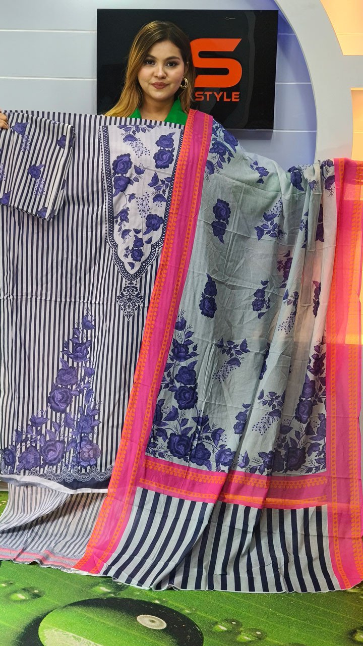 New Premium Zom Zom Lawn Three Piece With Print Salwar