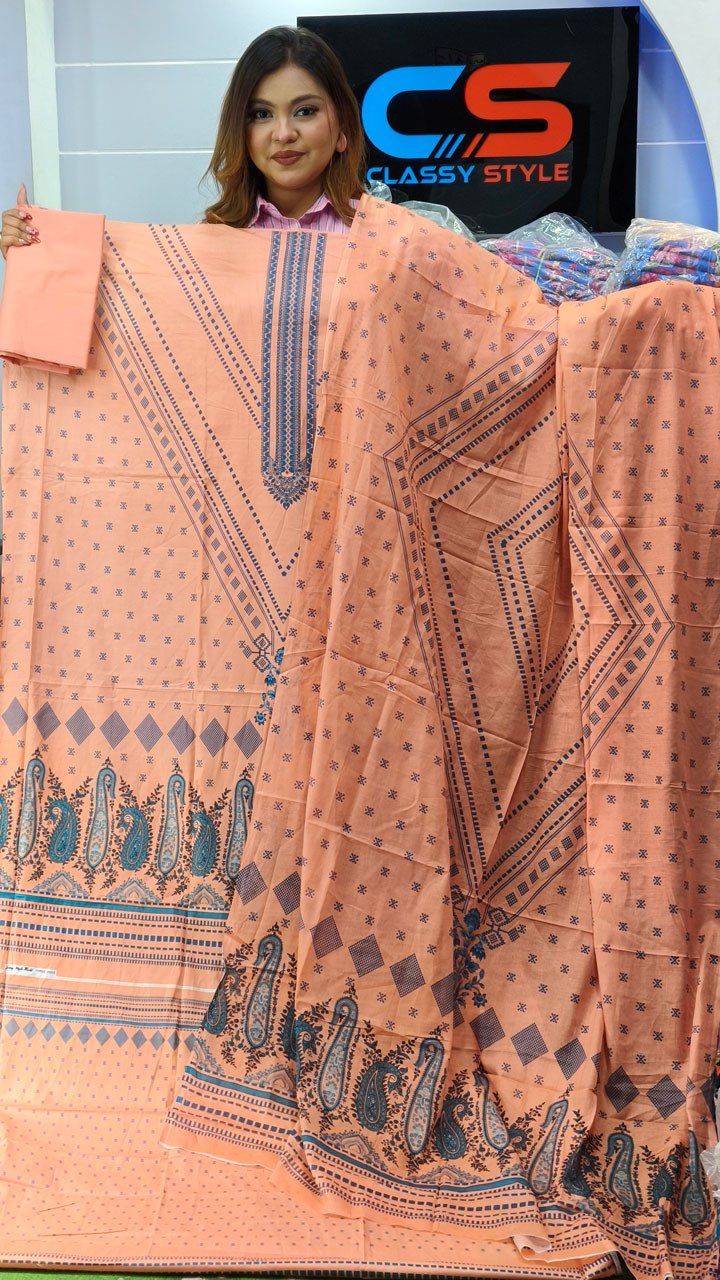 New Premium Zom Zom Lawn Three Piece-Cotton Dupatta