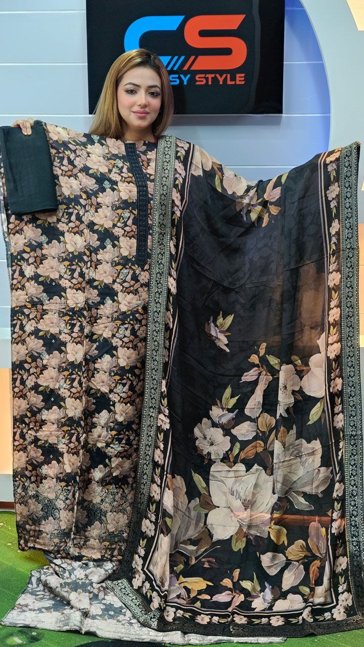 Premium Embroidery Three Piece/Georgette Dupatta