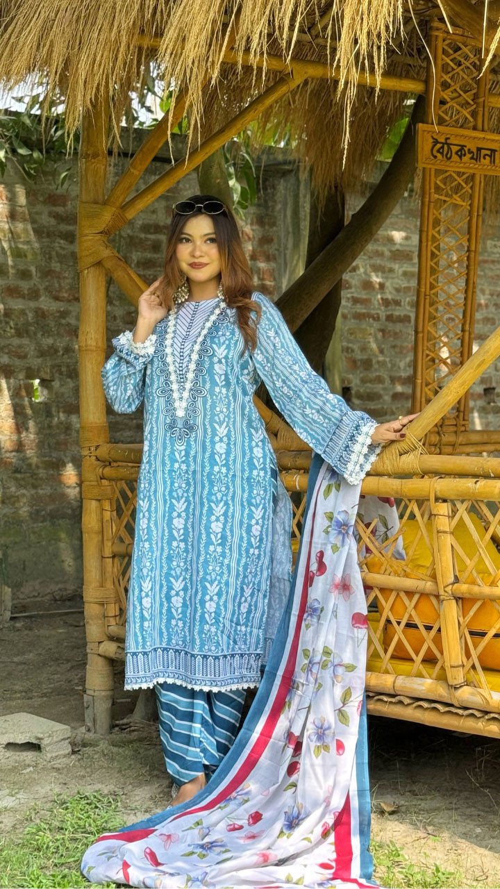 New Exclusive Bin Hameed Lawn Three Piece With Print Salwar