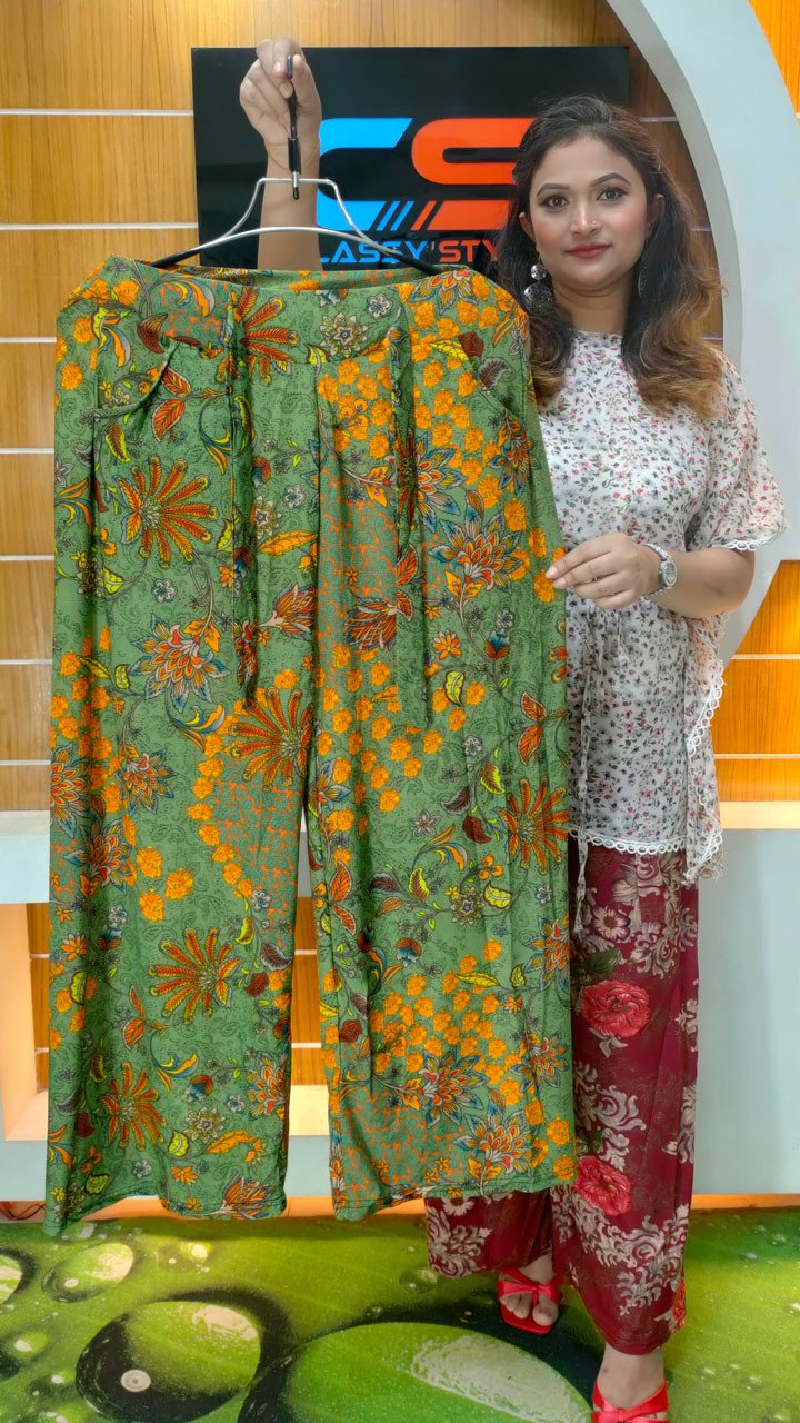 Chinese Premium Quality Print Plazo With Pocket & Belt