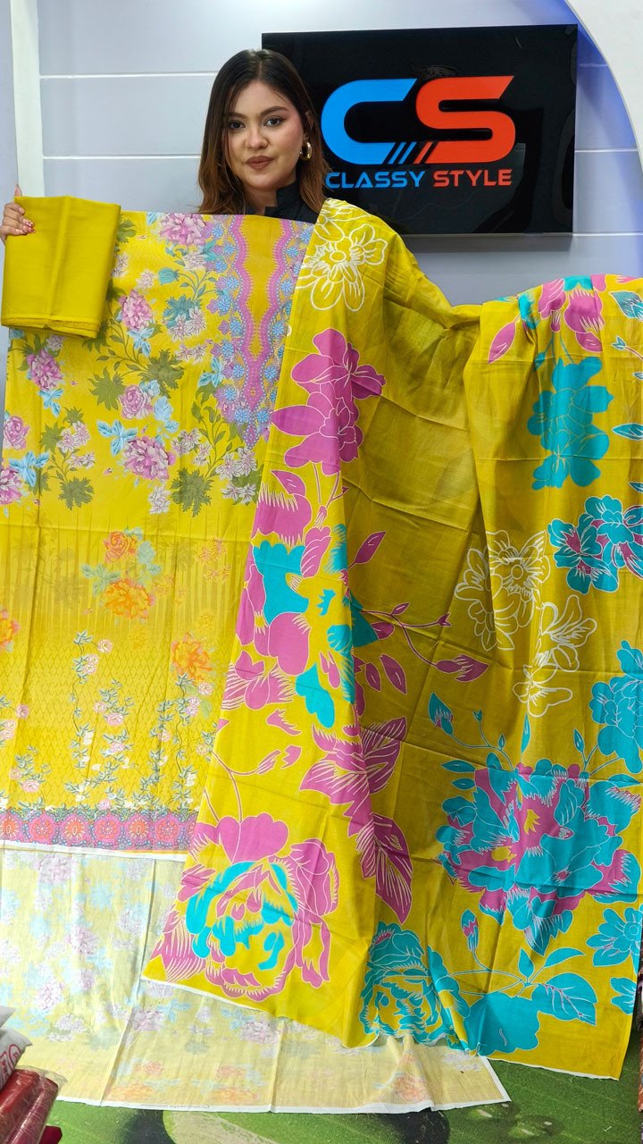 New Premium Zom Zom Lawn Three Piece-Cotton Dupatta