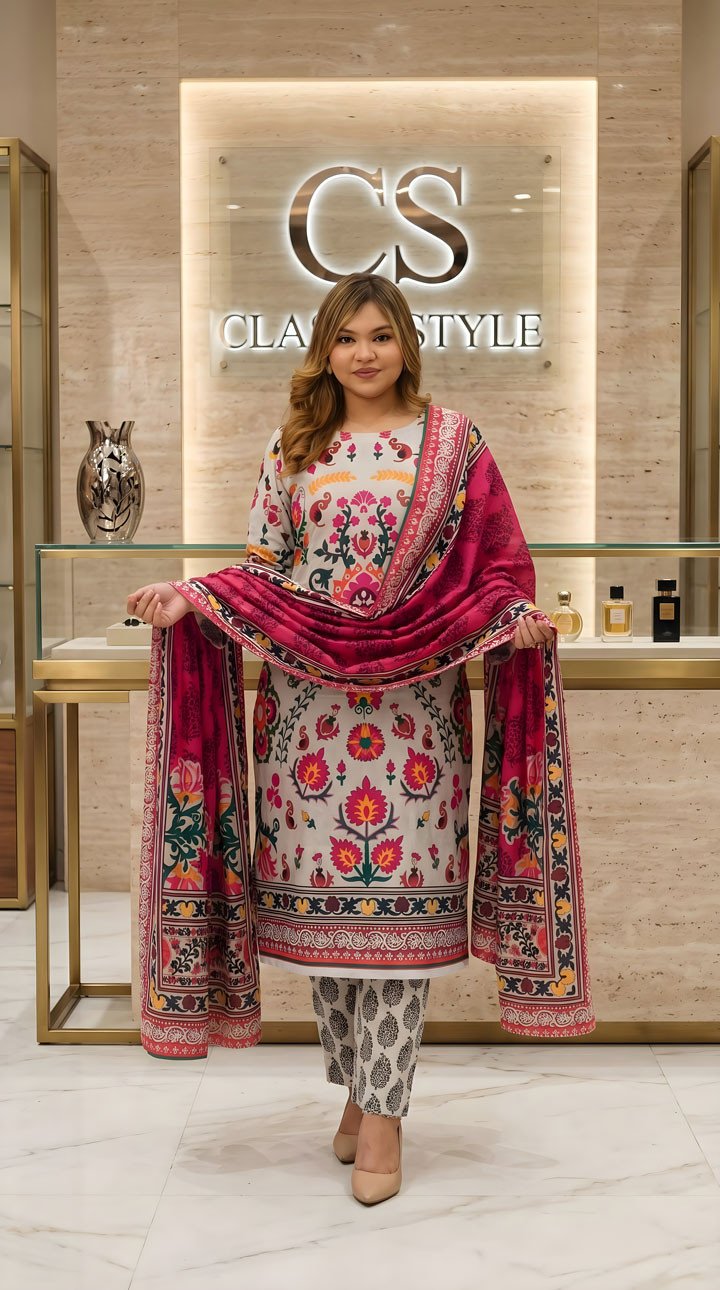 New Exclusive Bin Hameed Lawn Three Piece With Print Salwar