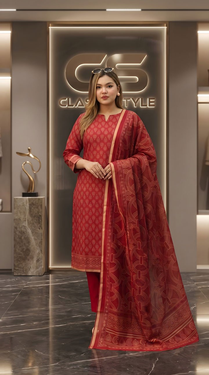 Royal Plum Maheshwari Silk 3-Piece Set
