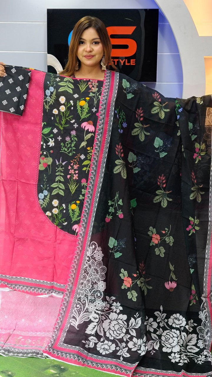 New Premium Zom Zom Lawn Three Piece With Print Salwar