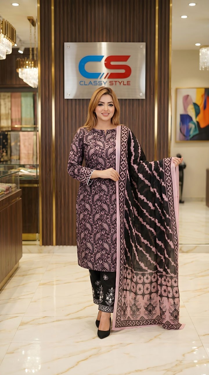 New Exclusive Bin Hameed Lawn Three Piece With Print Salwar
