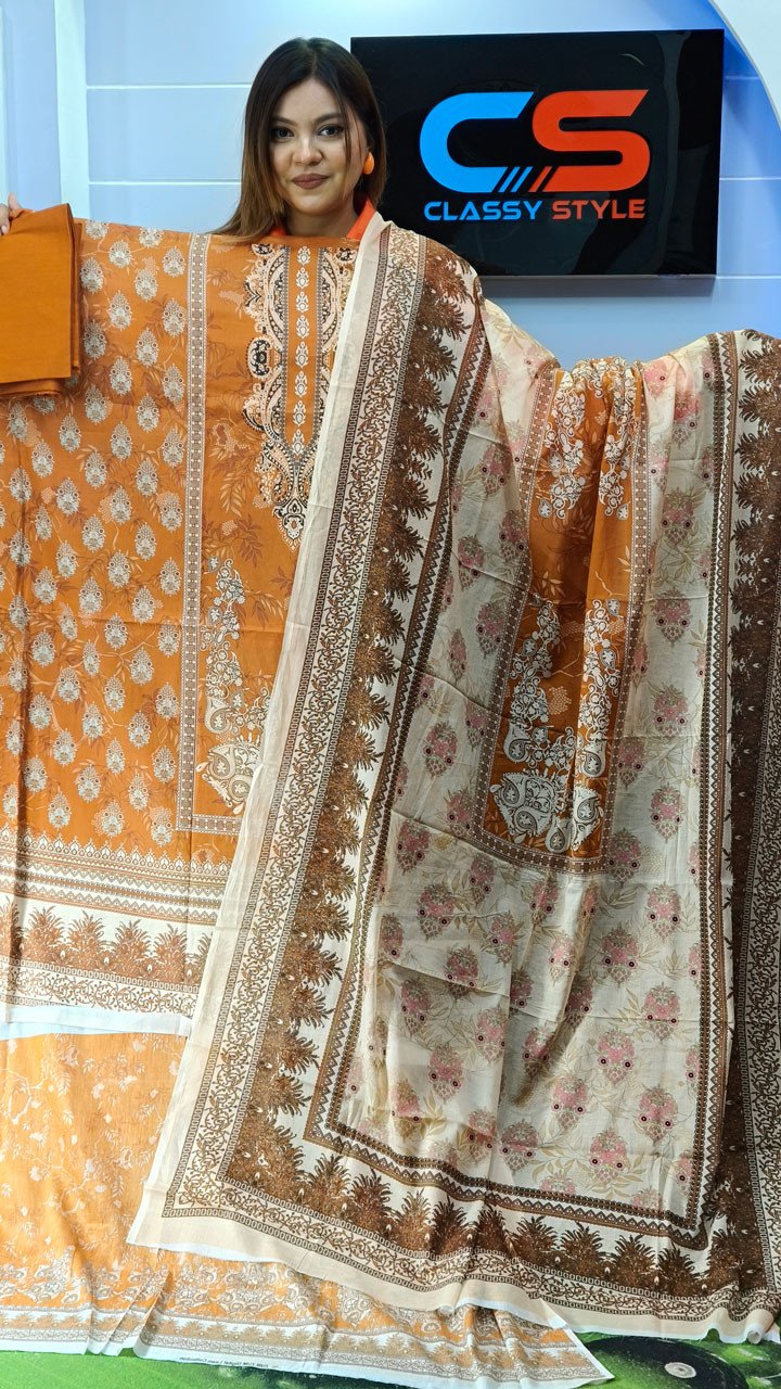 New Premium Zom Zom Lawn Three Piece-Cotton Dupatta