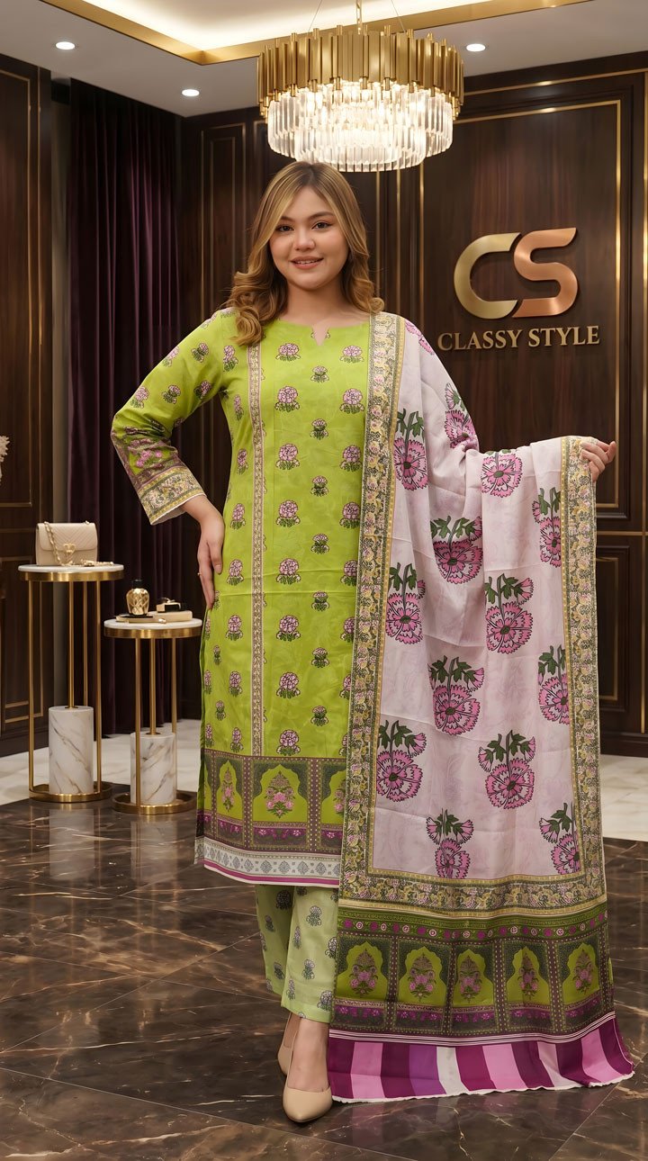 New Exclusive Bin Hameed Lawn Three Piece With Print Salwar