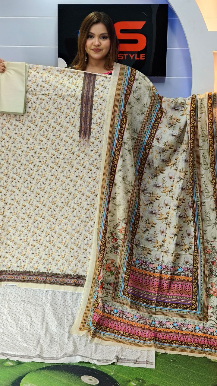 New Premium Lawn Three Piece-Cotton Dupatta