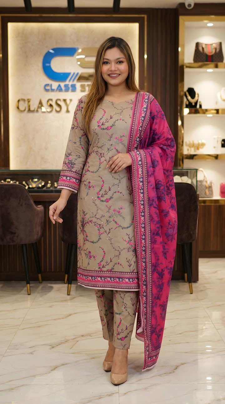 New Exclusive Bin Hameed Lawn Three Piece With Print Salwar