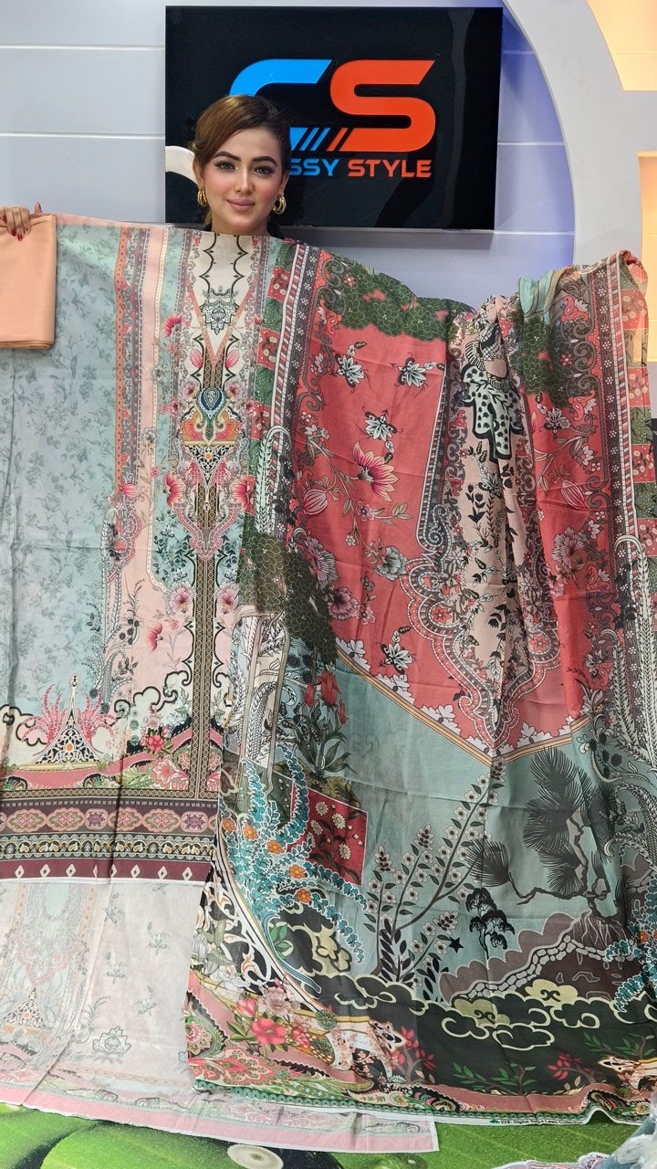 New Premium Zom Zom Lawn Three Piece-Cotton Dupatta