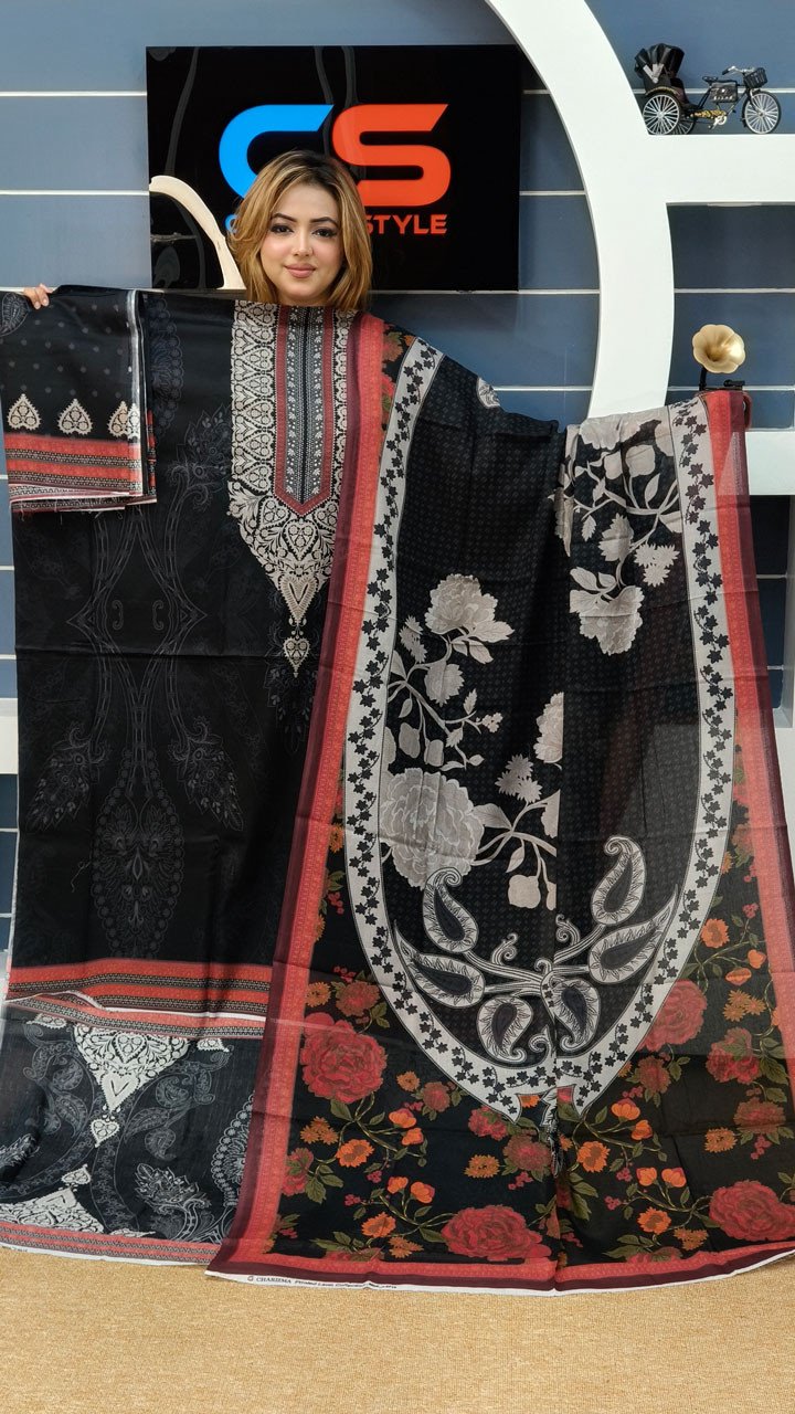 New Exclusive Bin Hameed Lawn Three Piece With Print Salwar