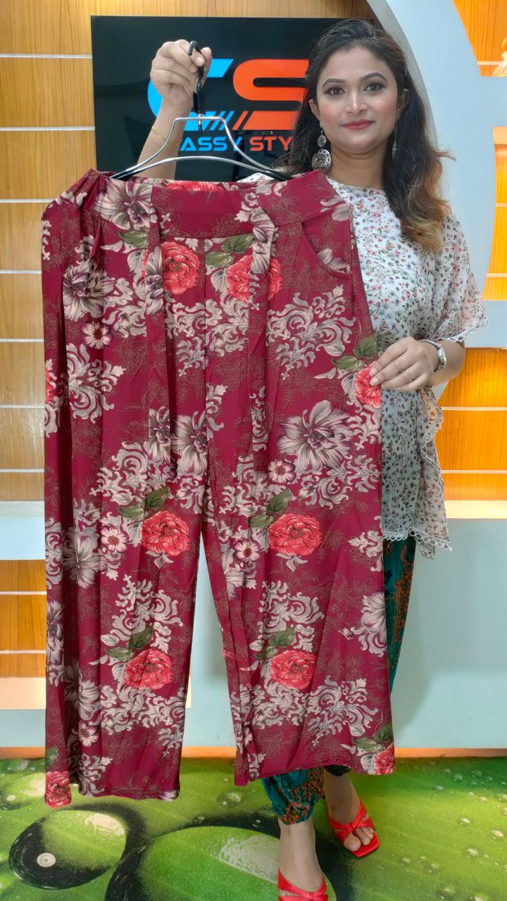 Chinese Premium Quality Print Plazo With Pocket & Belt