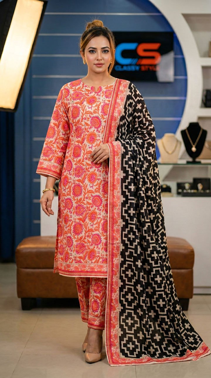 New Exclusive Bin Hameed Lawn Three Piece With Print Salwar