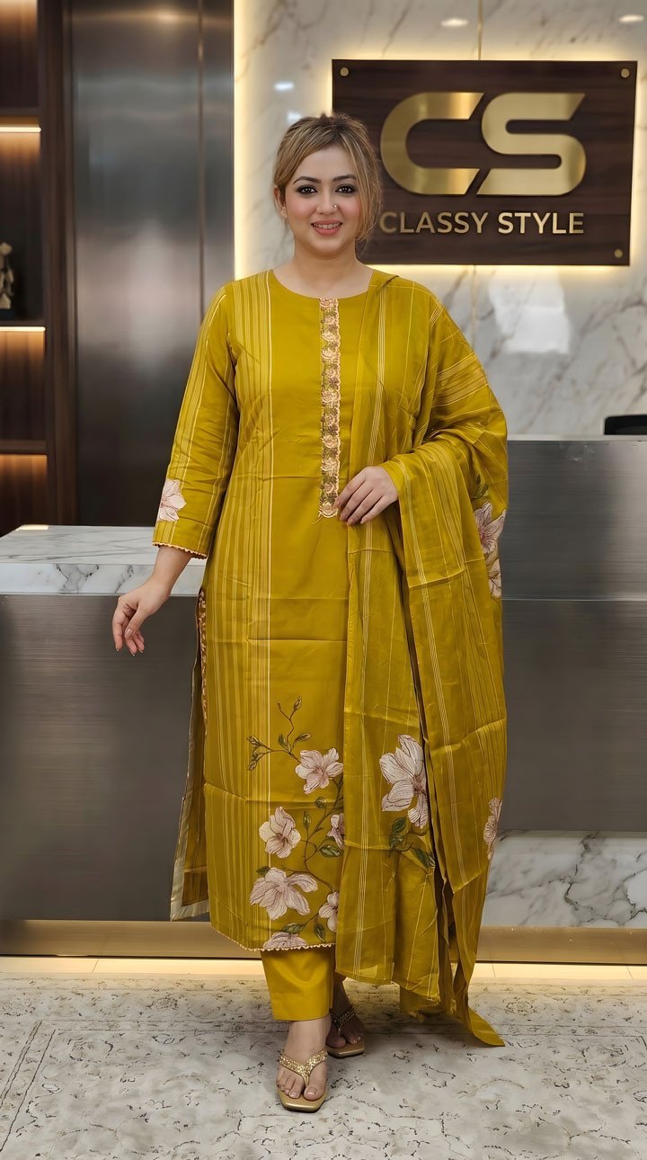Ganga Cotton Three Piece Set– Embroidery Premium Collection
