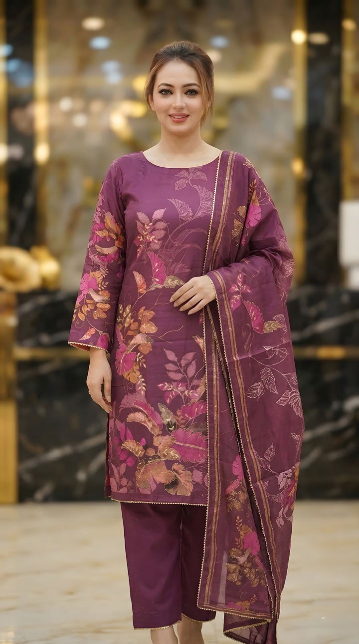 Rakhi Premium Silk Embroidery Three Piece Set