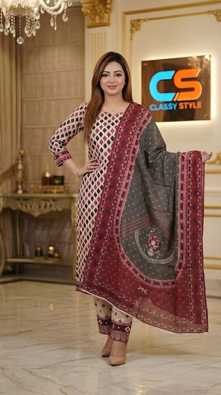 New Exclusive Bin Hameed Lawn Three Piece With Print Salwar