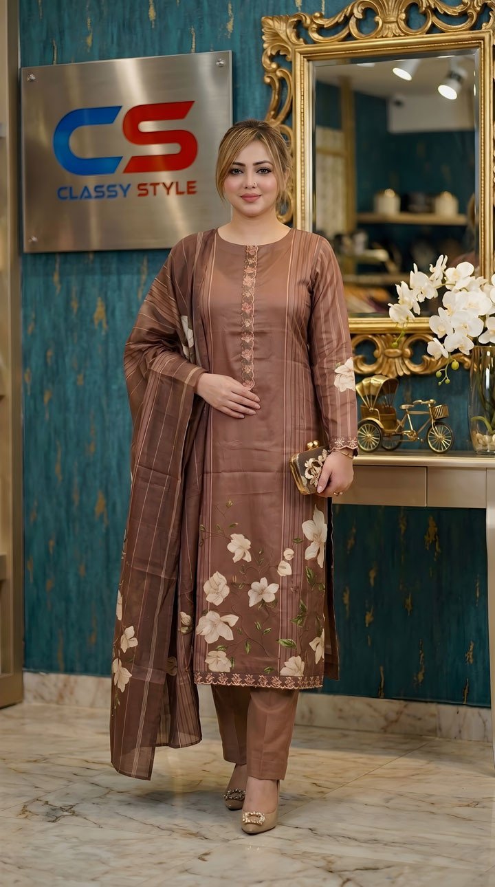 Ganga Cotton Three Piece Set– Embroidery Premium Collection