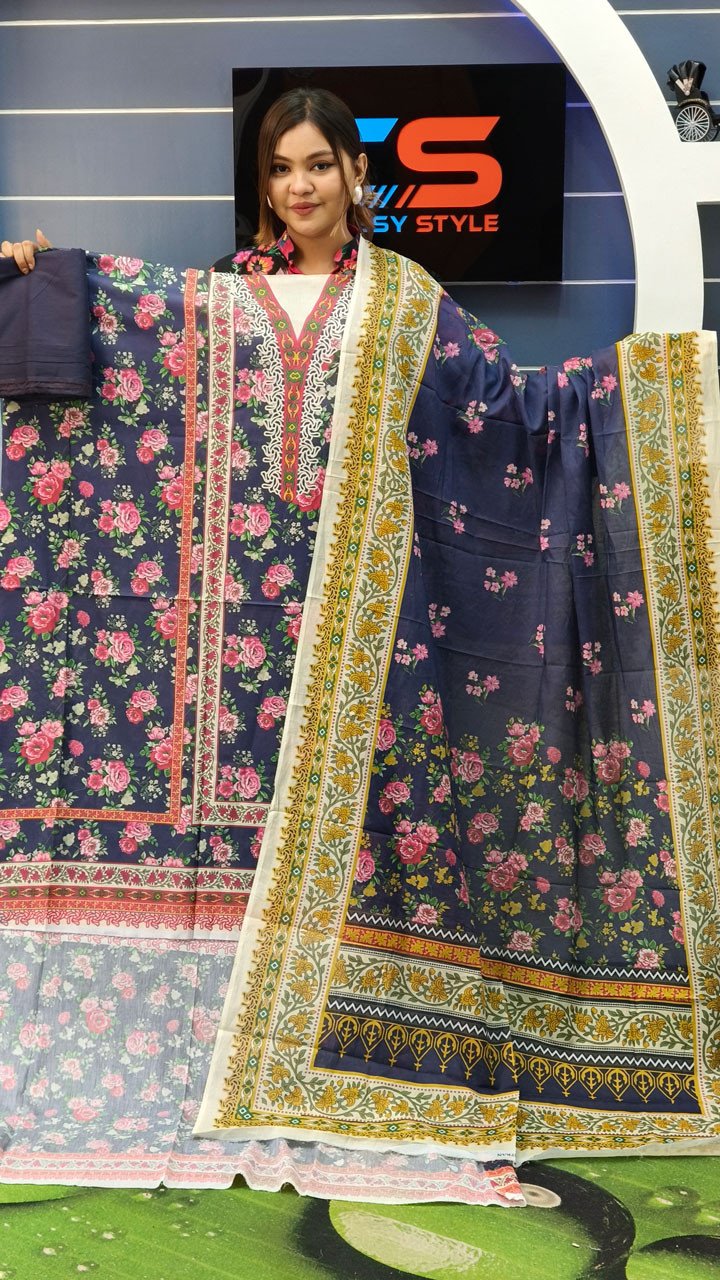 New Premium Zom Zom Lawn Three Piece-Cotton Dupatta