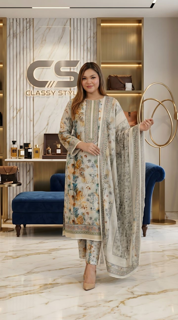Coco Premium Cotton Lawn Three Piece Set