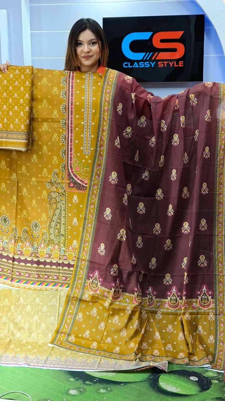 New Exclusive Bin Hameed Lawn Three Piece With Print Salwar