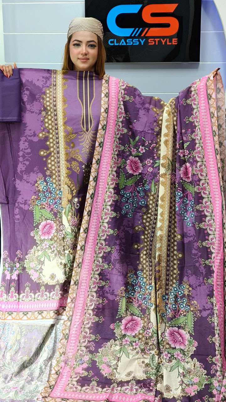 New Premium Jade Lawn Three Piece-Cotton Dupatta