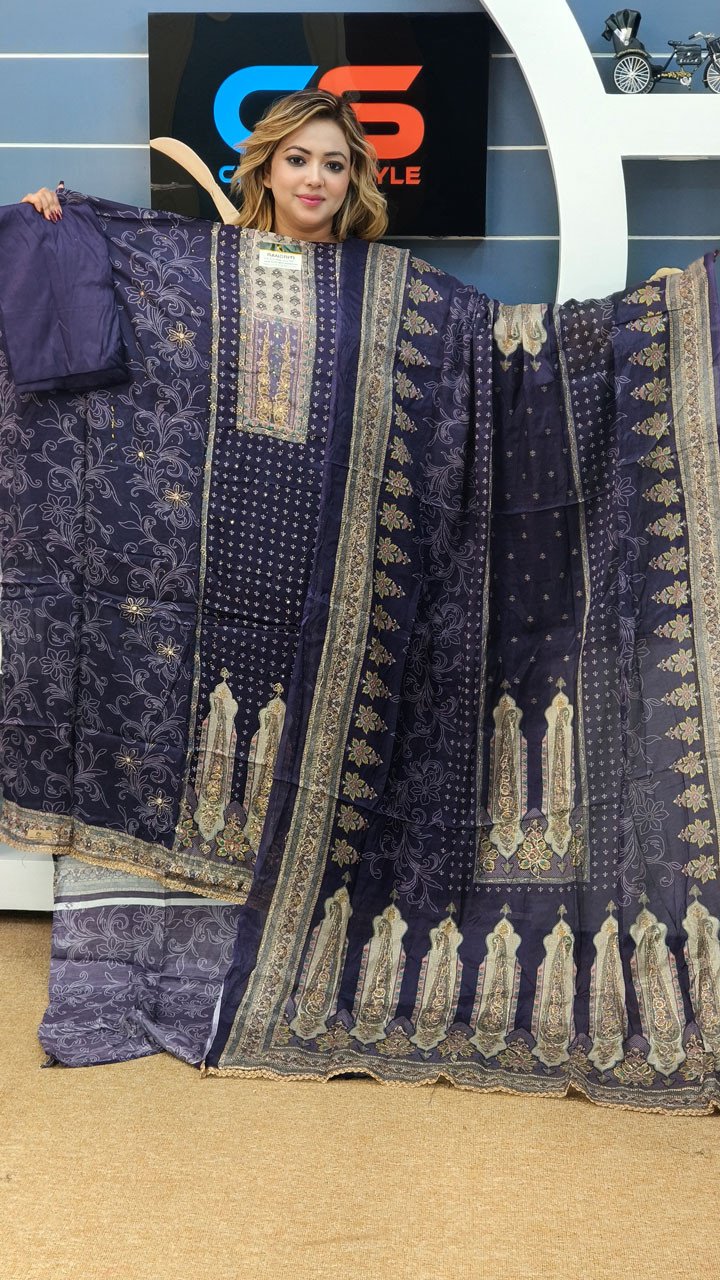Rakhi Premium Silk Embroidery Three Piece Set
