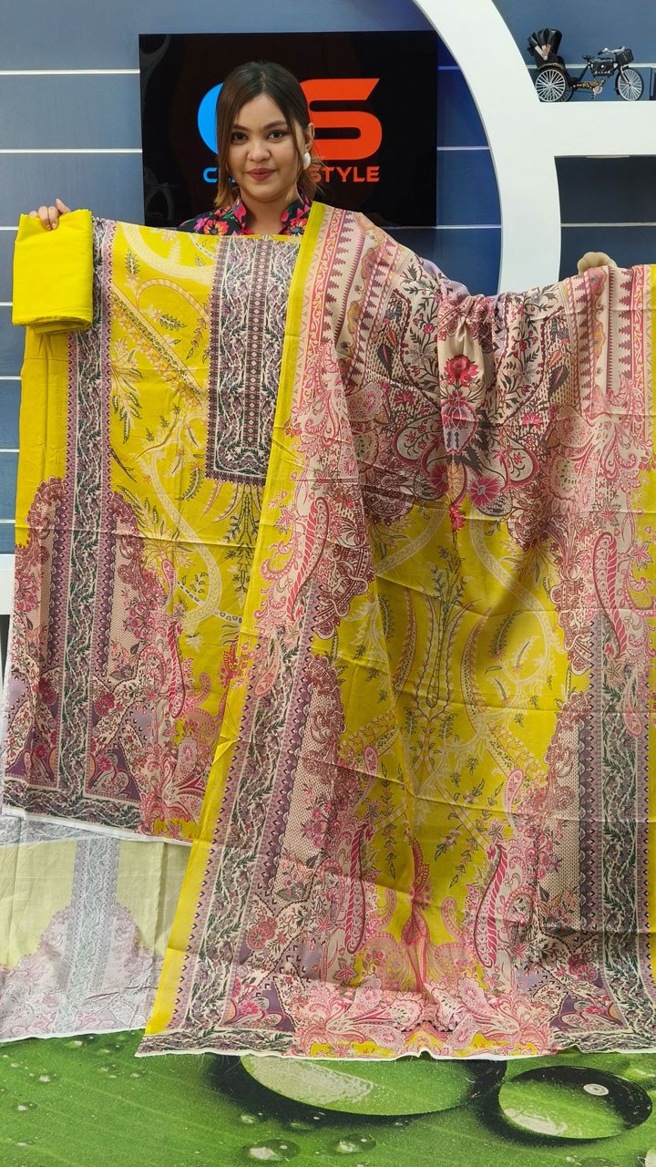 New Premium Zom Zom Lawn Three Piece-Cotton Dupatta