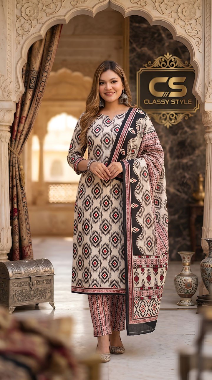 New Jaipuri Patel Pure Cotton Three Piece Set