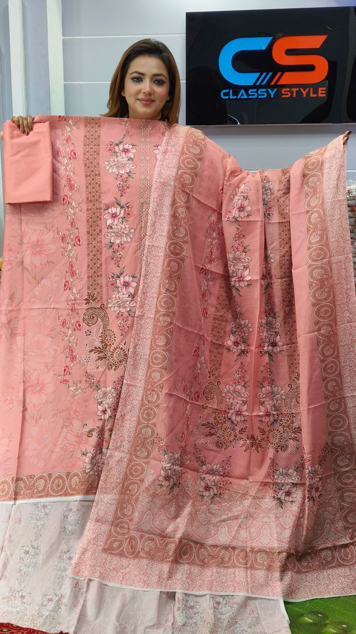 New Premium Zom Zom Lawn Three Piece-Cotton Dupatta