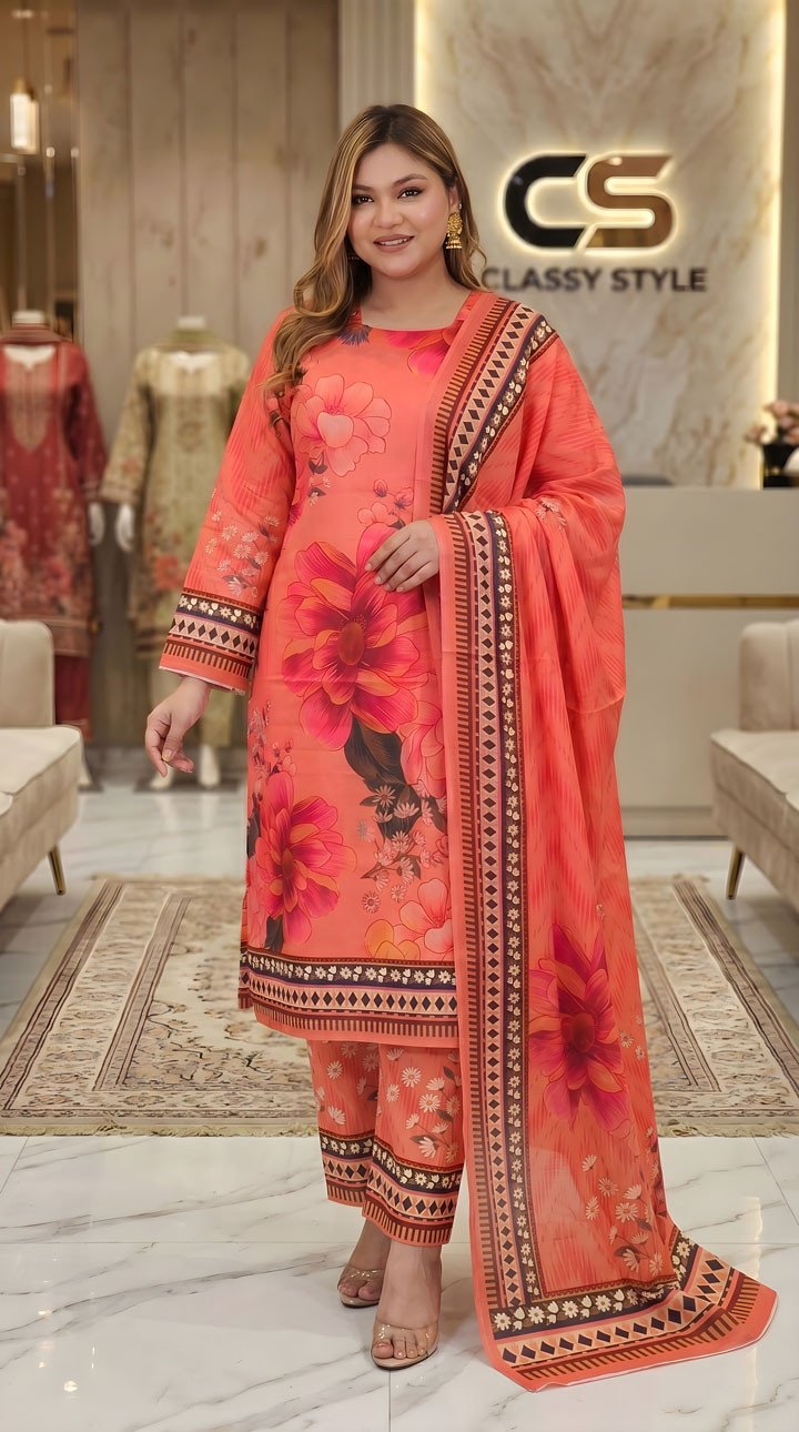 Coco Premium Cotton Lawn Three Piece Set