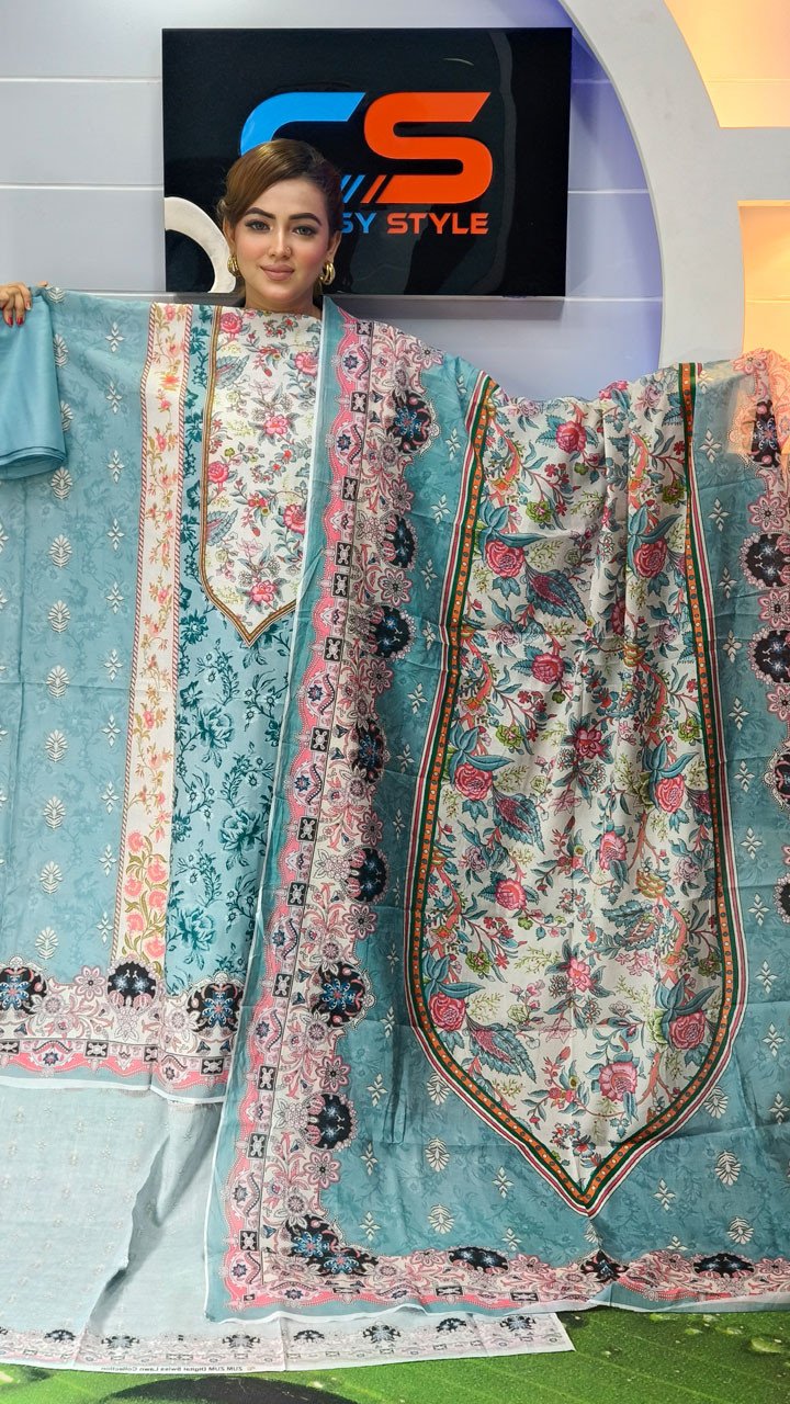 New Premium Zom Zom Lawn Three Piece-Cotton Dupatta