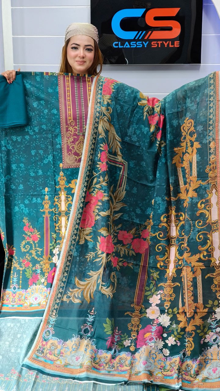 New Premium Zom Zom Lawn Three Piece-Cotton Dupatta