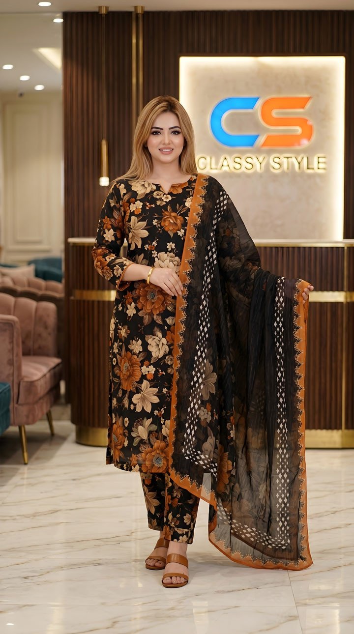 New Exclusive Bin Hameed Lawn Three Piece With Print Salwar