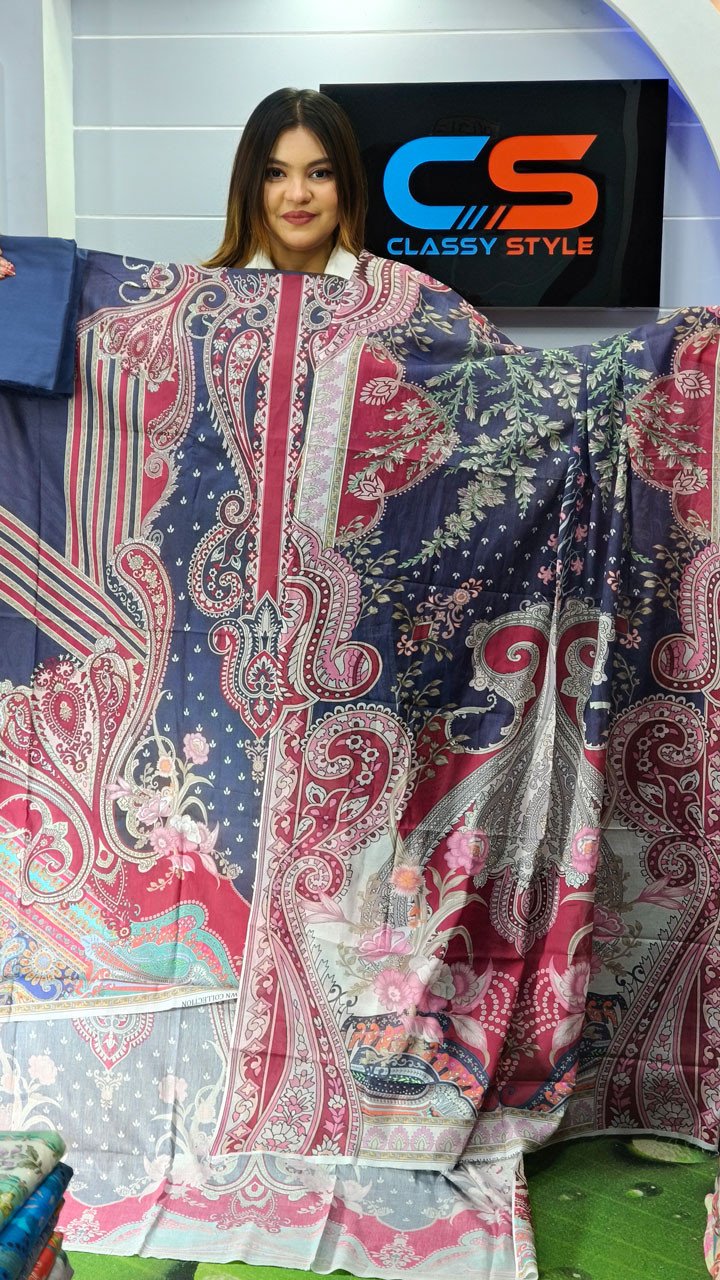 New Premium Zom Zom Lawn Three Piece-Cotton Dupatta