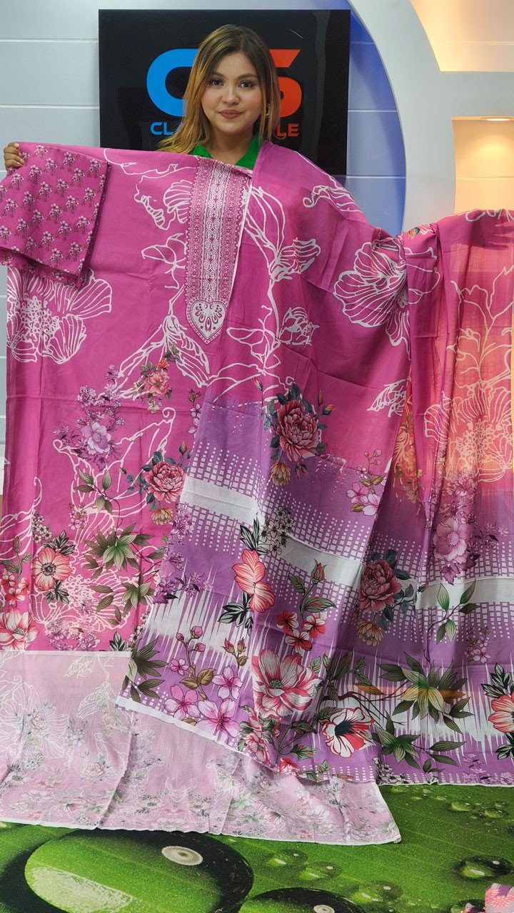 New Premium Zom Zom Lawn Three Piece With Print Salwar
