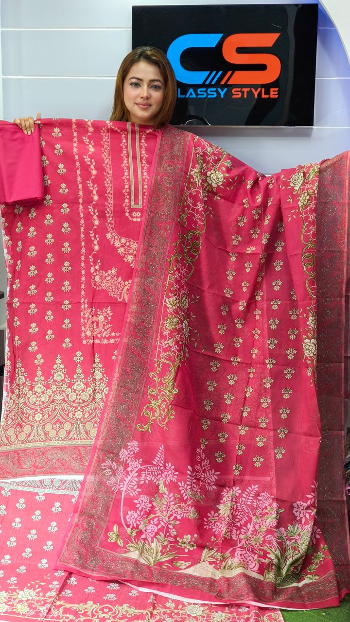 New Premium Zom Zom Lawn Three Piece-Cotton Dupatta